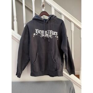 Bruno Mars 2022 Live in Los Angeles Tour Hoodie Faded Black Graphic Sweatshirt M